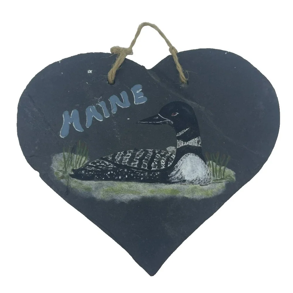 Slate Heart Hand Painted Duck Artist Signed Charles Bemis 6